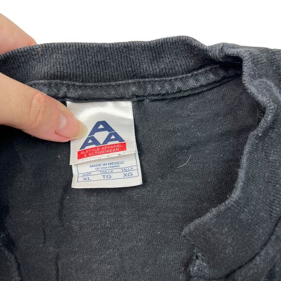 Vintage 2006 Hot Leathers Biker Eagle Flames Graphic Tee T-Shirt FLAW Black XL - Picture 6 of 7